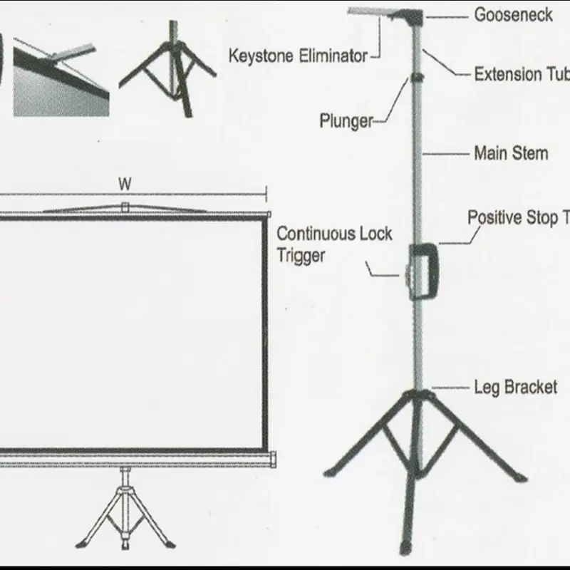 layar proyektor manual Tripod 70 inch 2