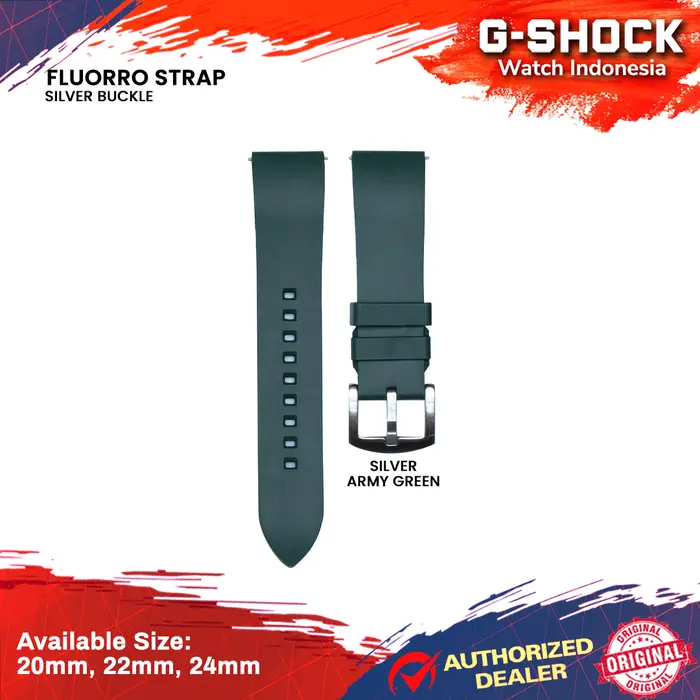 Gambar Strap Tali Jam Tangan Rubber Silicon Premium Fluorine 20mm 22mm 24mm - Army Green, 20mm dari G-Shock Watch Indonesia Kota Bandung 2 Tokopedia