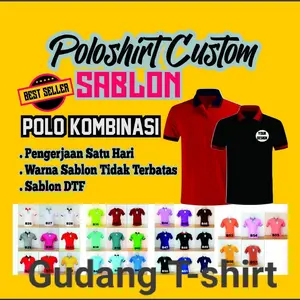 Kaos Polo Shirt Sablon DTF Bisa Custom Sendiri Kerah Kombinasi