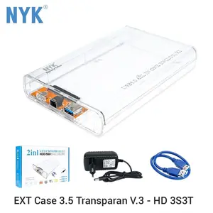 2 in 1 Casing HDD Enclosure 3.5" Sata USB 3.0 Transparant