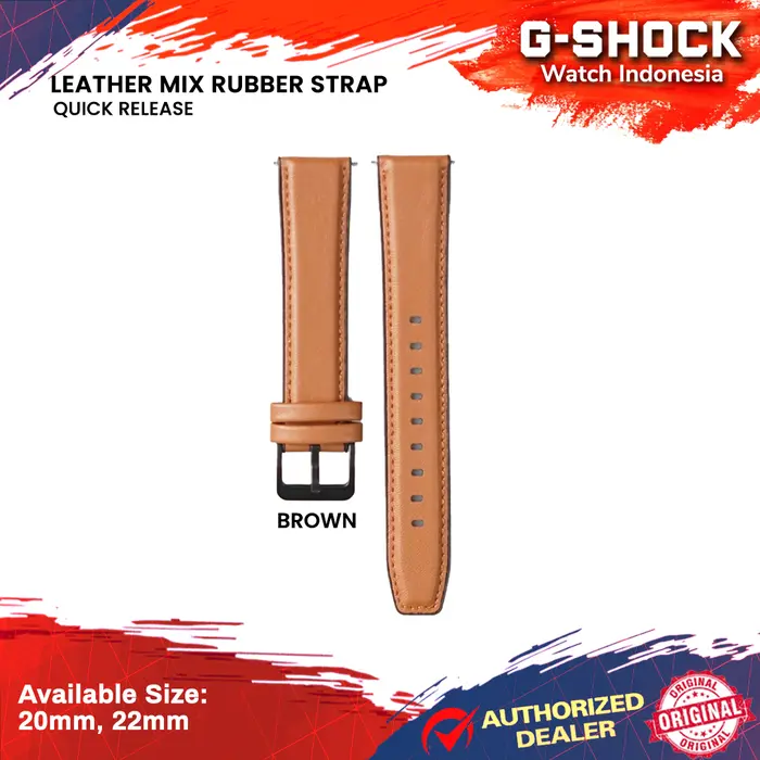 Gambar Tali Strap Jam Leather Rubber Samsung 46mm Huawei Honor GT 2 20m 22mm - Brown, 20mm dari G-Shock Watch Indonesia Kota Bandung 2 Tokopedia