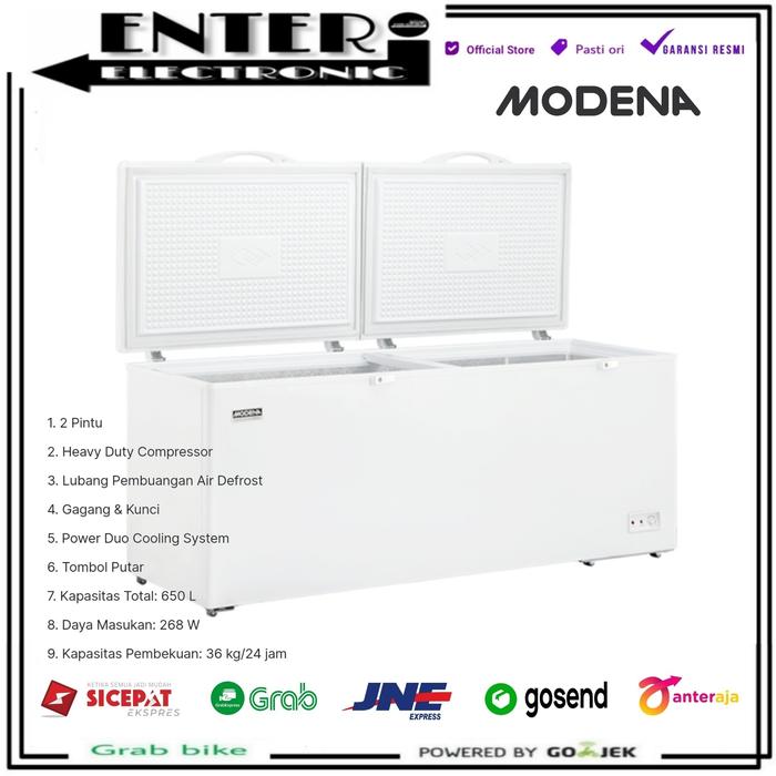 Gambar MODENA MD65W - CHEST FREEZER BOX 2 PINTU 650 L MODENA MD65 MD 65W 65 W dari Enter Electronic Kota Tangerang Selatan Tokopedia
