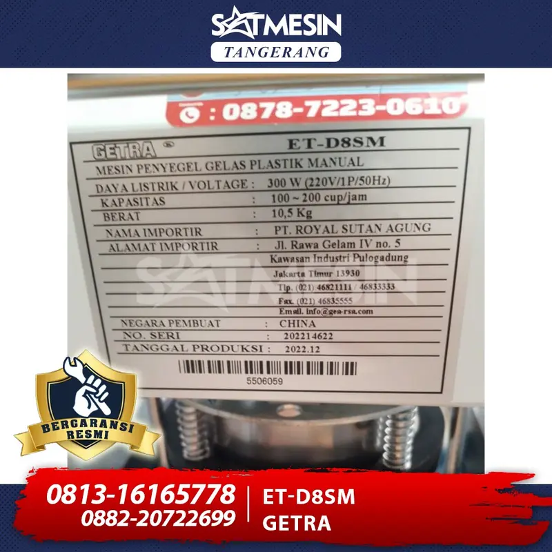 Mesin Press Gelas Manual Dilengkapi Digital Counter ET-D8S Getra 3
