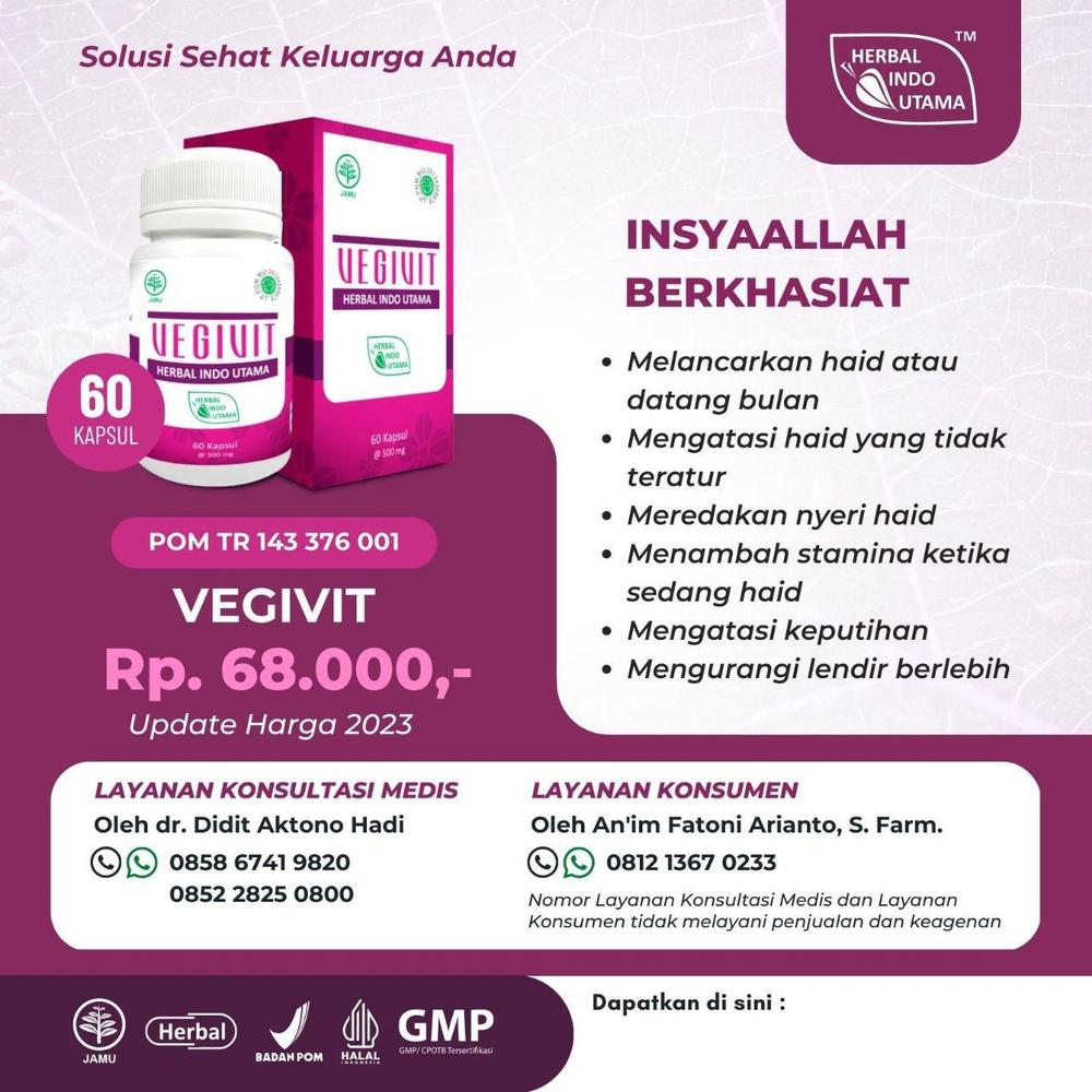 Vegivit 60 Kapsul Herbal Solusi Masalah haid tidak teratur