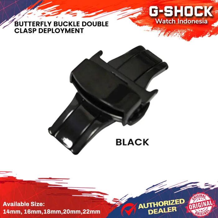 Gambar Buckle Butterfly Strap Tali Jam Tangan 14mm 16mm 18mm 20mm 22mm Ori - Black, 14mm dari G-Shock Watch Indonesia Kota Bandung 4 Tokopedia