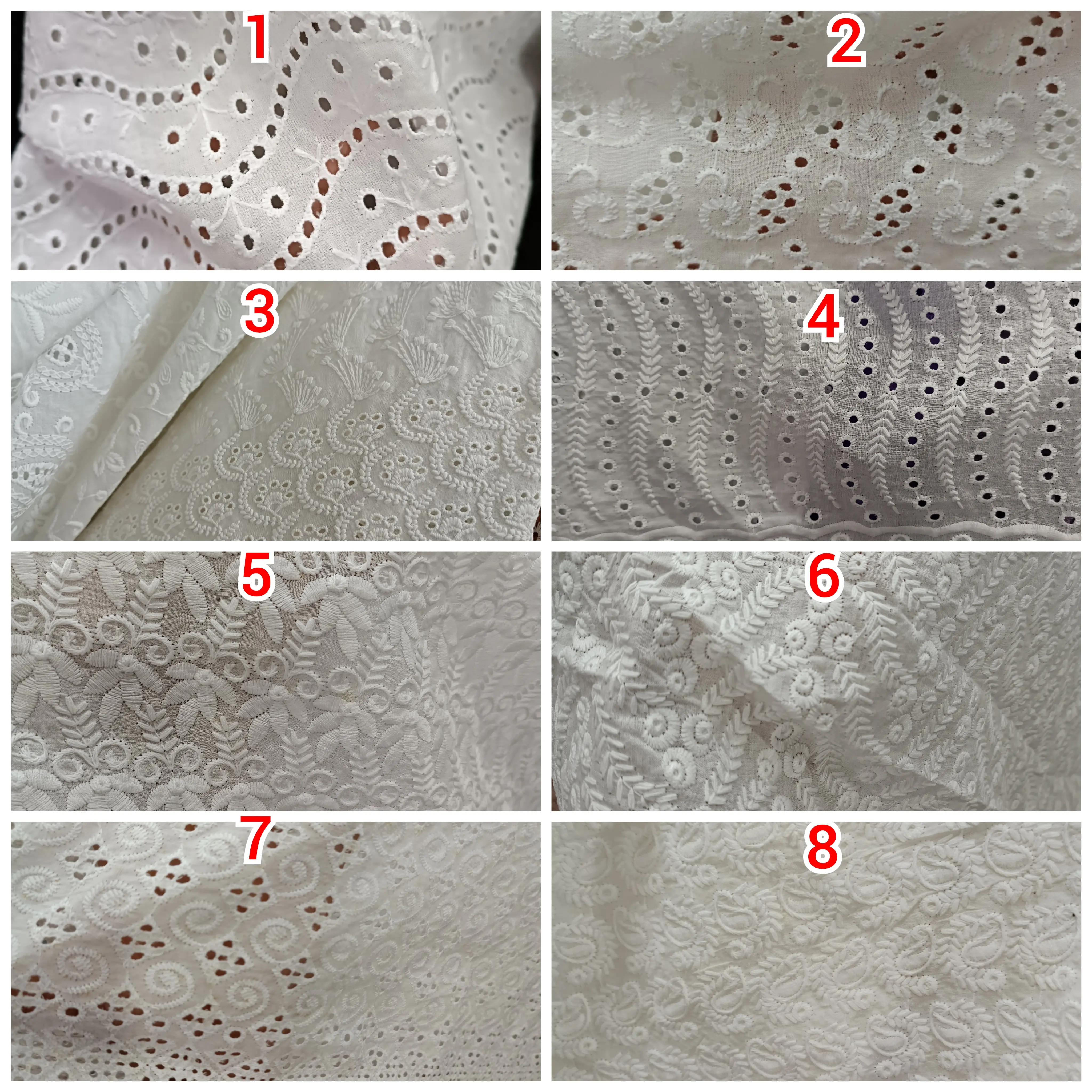 kain katun bordir putih embroidery