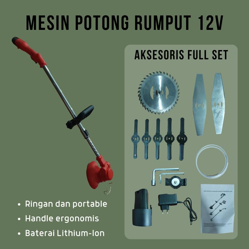 Mesin Potong Rumput Listrik Baterai / Cordless Lawn Mower 12V Battery 0