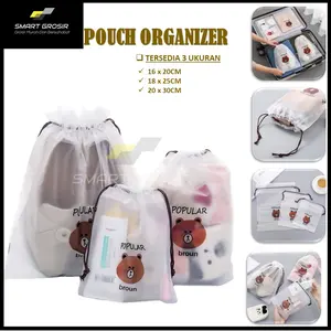 Travel Pouch serut serbaguna organizer kantong penyimpanan anti air Plastik