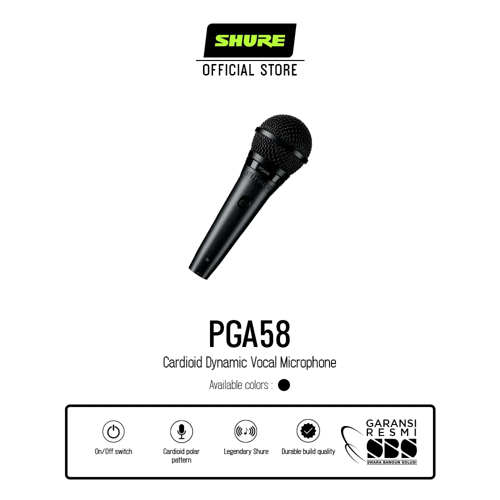 Shure PGA58-LC Cardioid Dynamic Vocal Microphone