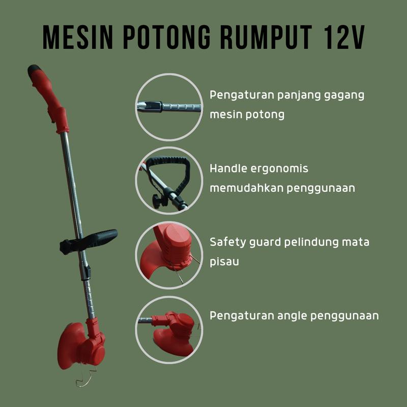 Mesin Potong Rumput Listrik Baterai / Cordless Lawn Mower 12V Battery 1