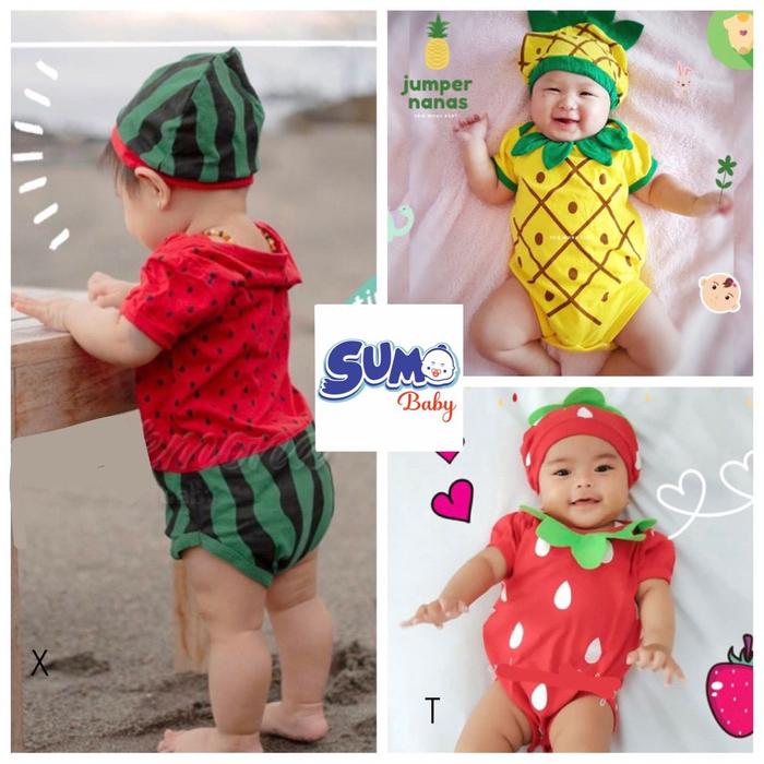 Gambar Baju Anak Bayi / Baju Jumper Bayi Baby Set Topi Motif Buah Lucu Halus - Semangka, S dari Sumo Baby Kota Administrasi Jakarta Barat Tokopedia