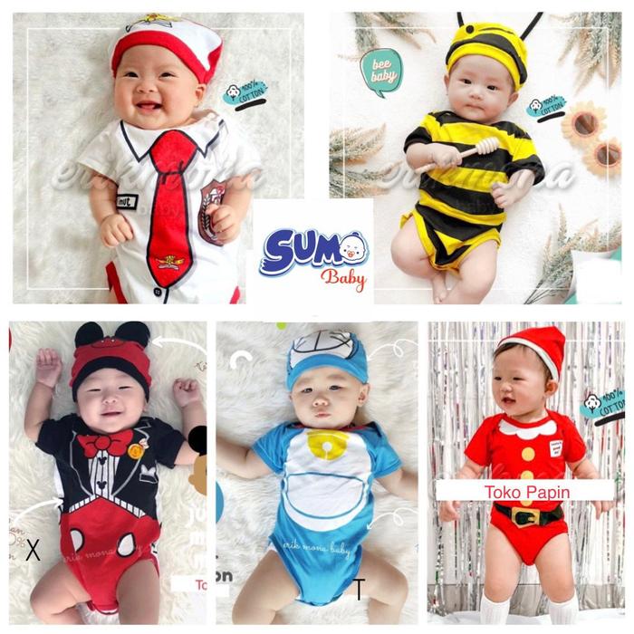 Gambar Baju Anak Bayi / Jumper Bayi Motif Karakter Lucu Katun Halus Set Topi - Santa, S dari Sumo Baby Kota Administrasi Jakarta Barat Tokopedia