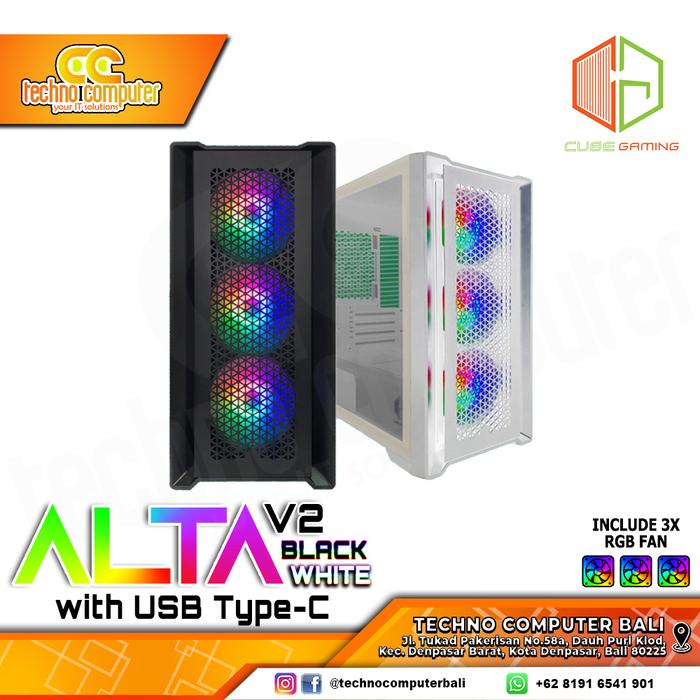 Gambar CASING CUBE GAMING ALTA v2 USB Type-C - Mid Tower mATX Tempered Case dari Techno Computer Bali Kota Denpasar Tokopedia