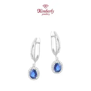 Anting Berlian Batu Blue Sapphire KER943482 - Kimberly Jewellery