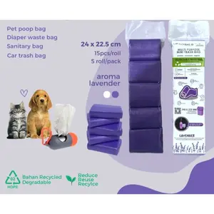 Pet Poop Bag Lavender Plastik Kotoran Anjing Kucing 25Roll