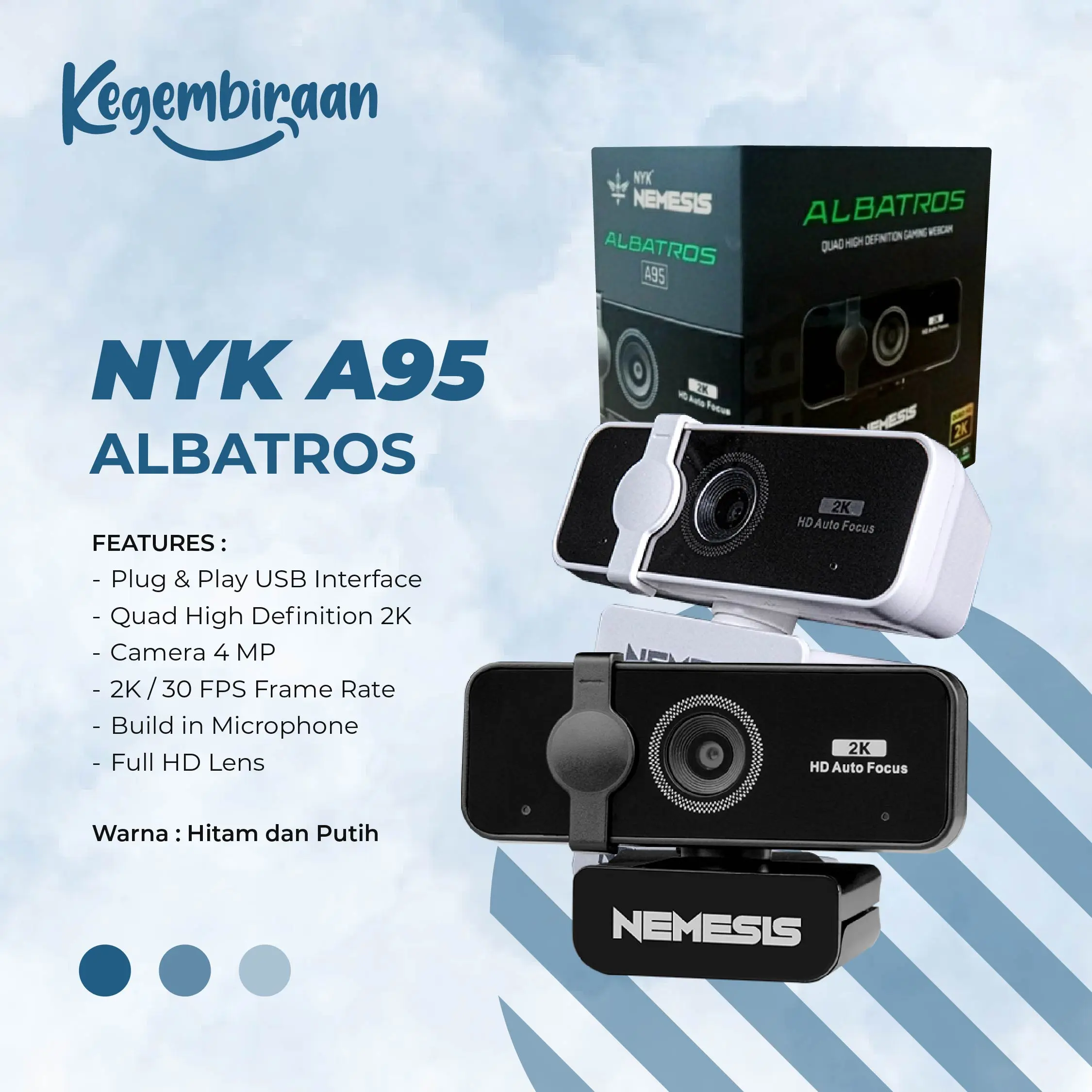NYK NEMESIS A95 ALBATROS 2K QUAD HIGH DEFINITION GAMING WEBCAM