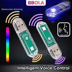 Lampu USB Mini Smart Voice Control LED RGB | Lampu Tidur Suara Cerdas