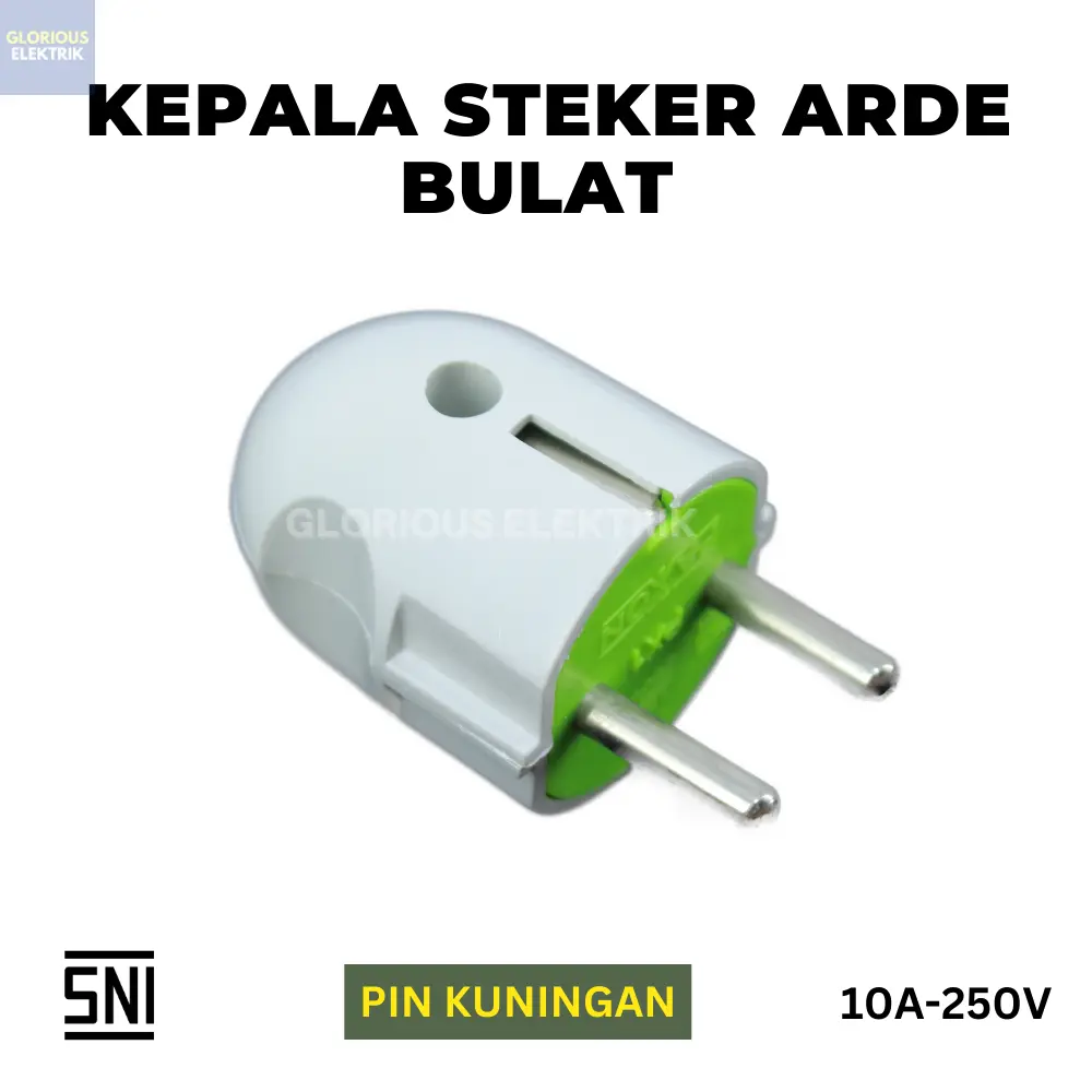 Kepala Colokan Listrik Steker Arde Bulat Pin Kuningan SNI