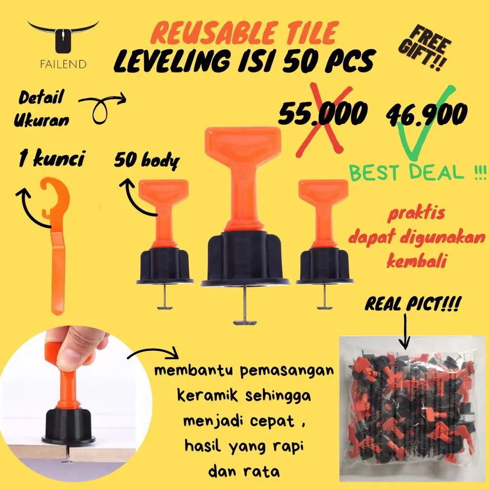 [50PCS] Reusable Tile Leveling System Alat Perata Keramik Kramik Model