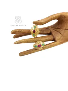 Anting Clip Perak Ruby Emerald Silver 925 Gold Plated Aksesoris Bali