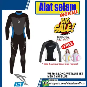 WS70-B Long Wetsuit Diving IST Men 3mm Blue Baju Selam Panjang Pria