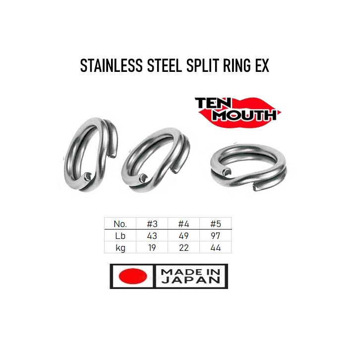 Ten Mouth Stainless Steel Split Ring EX Japan Per 1pc 0