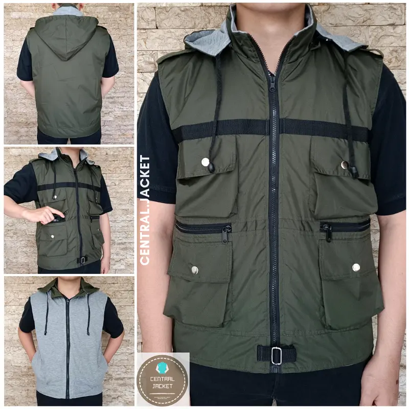 JAKET ROMPI HOODIE PRIA - VEST HOODIE TASLAN - ROMPI MULTIFUNGSI 0