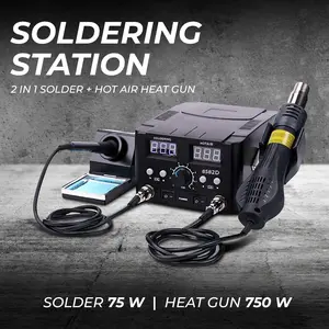 2 in 1 Soldering Station Kit Solder Hot Air Heat Gun Digital