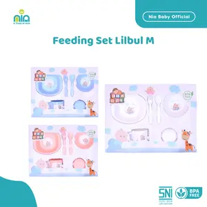 LILBUL Tempat Makan Bayi Feeding Set Lilbul Ukuran Sedang Biru Bunda