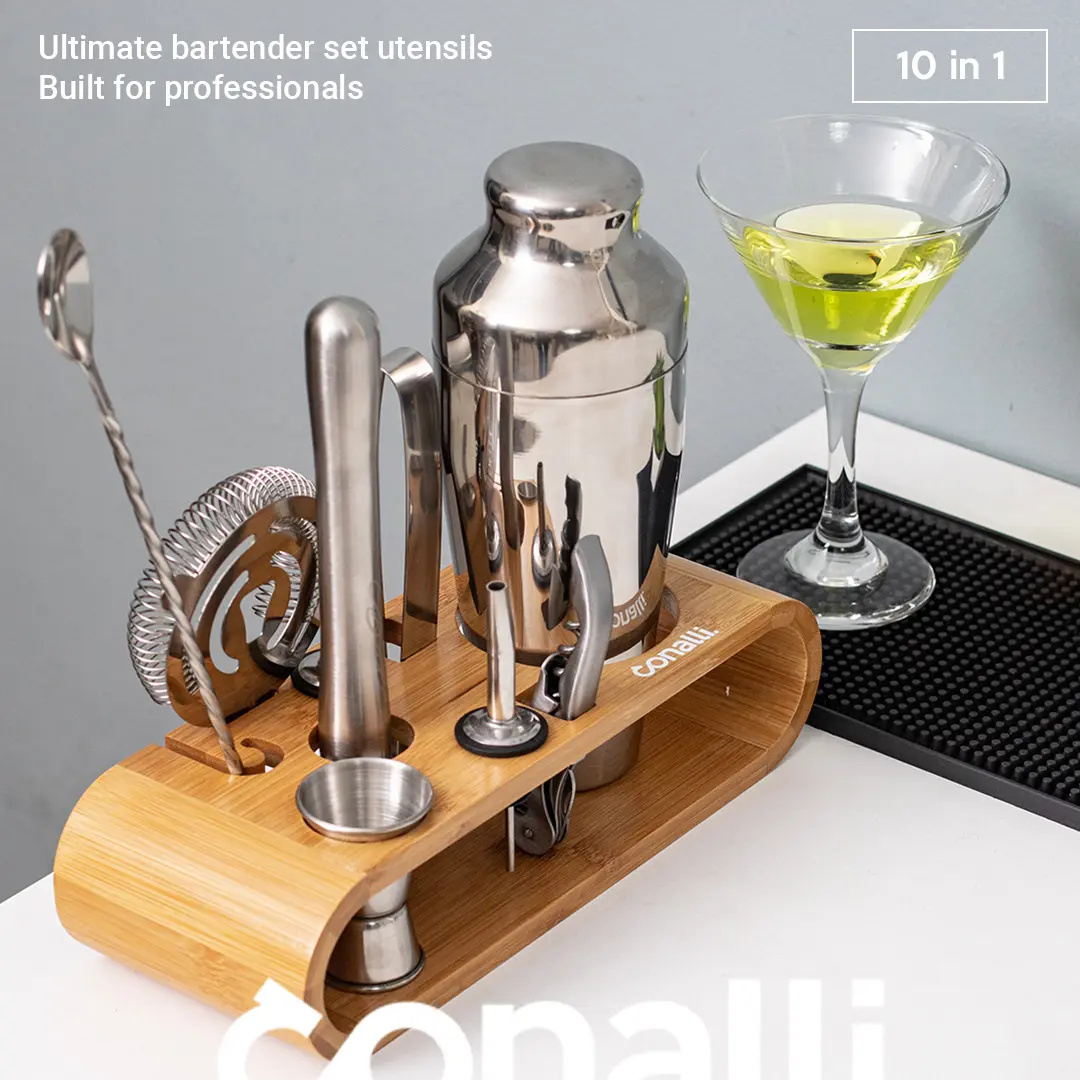 Cocktail Shaker Set 550ml - Alat Bartender Stainless 10 in 1 Bar Tools
