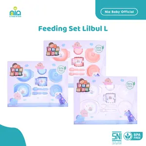 LILBUL Peralatan Makan Set Bayi Feeding Set Ukuran Besar Biru Bunda