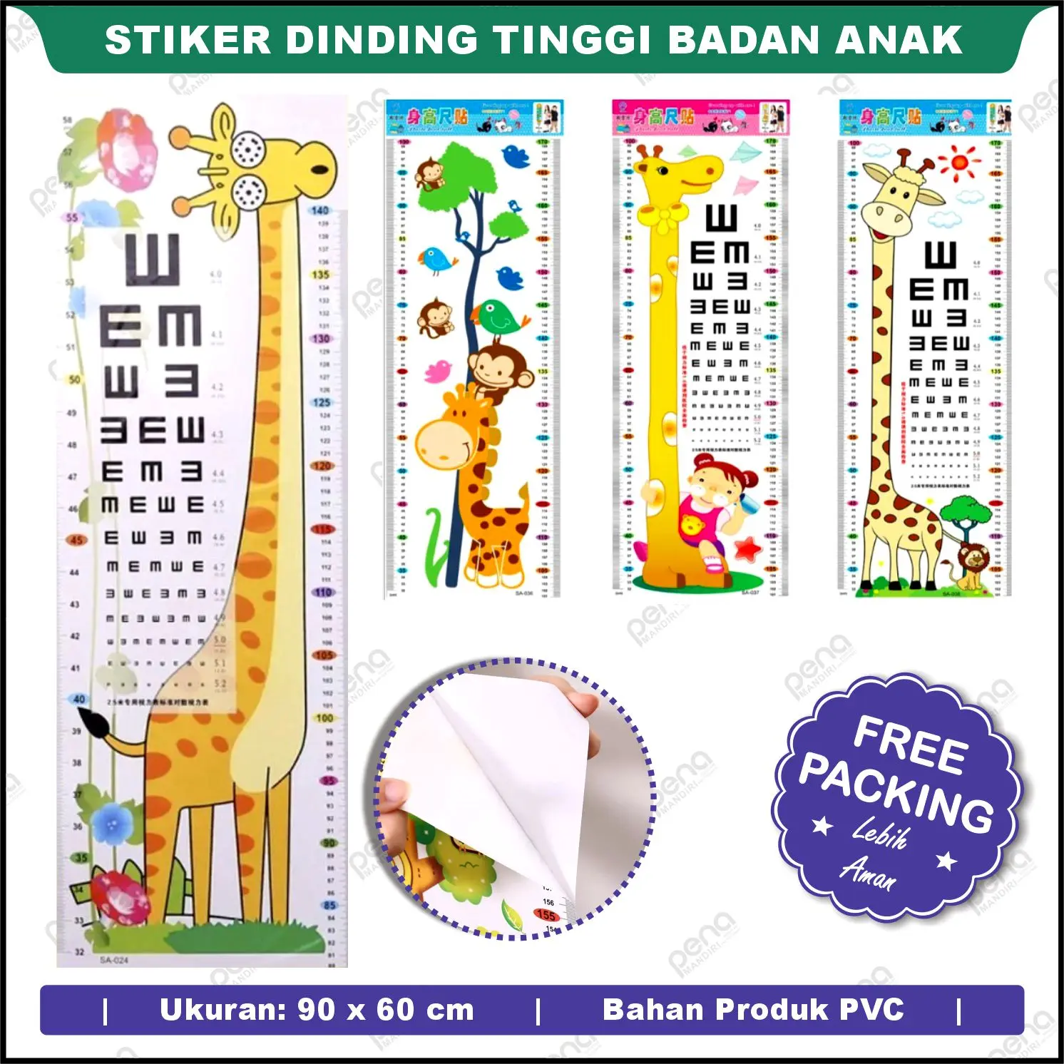 Stiker Dinding Pengukur Tinggi Badan Anak/ Meteran Dinding Wall Stiker