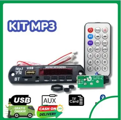 Kit MP3 Bluetooth Visero Remote Control Module Display USB Blutut