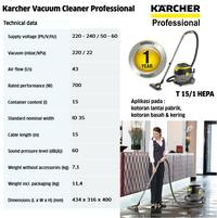 Gambar Karcher Vacuum Cleaner Dry 15L T 15/1 HEPA dari Karcher Professional Store Kab. Bekasi 3 Tokopedia