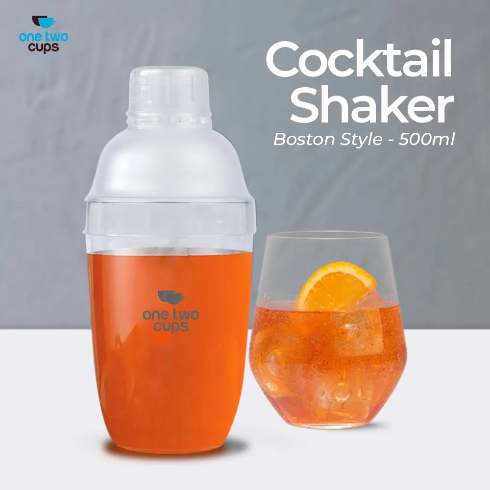 Cocktail Shaker One Two Cup Bahan Plastik PC Boston Style Awet Kuat Tebal Tahan Panas Anti Pecah 500 & 730ML Shaker Alat Pengocok Minuman Milkshake Alkohol Teh Kopi Bar Bartender Tools Cocktail Shaker Murah Bening  Bartender Bar Botol Pengaduk Minuman