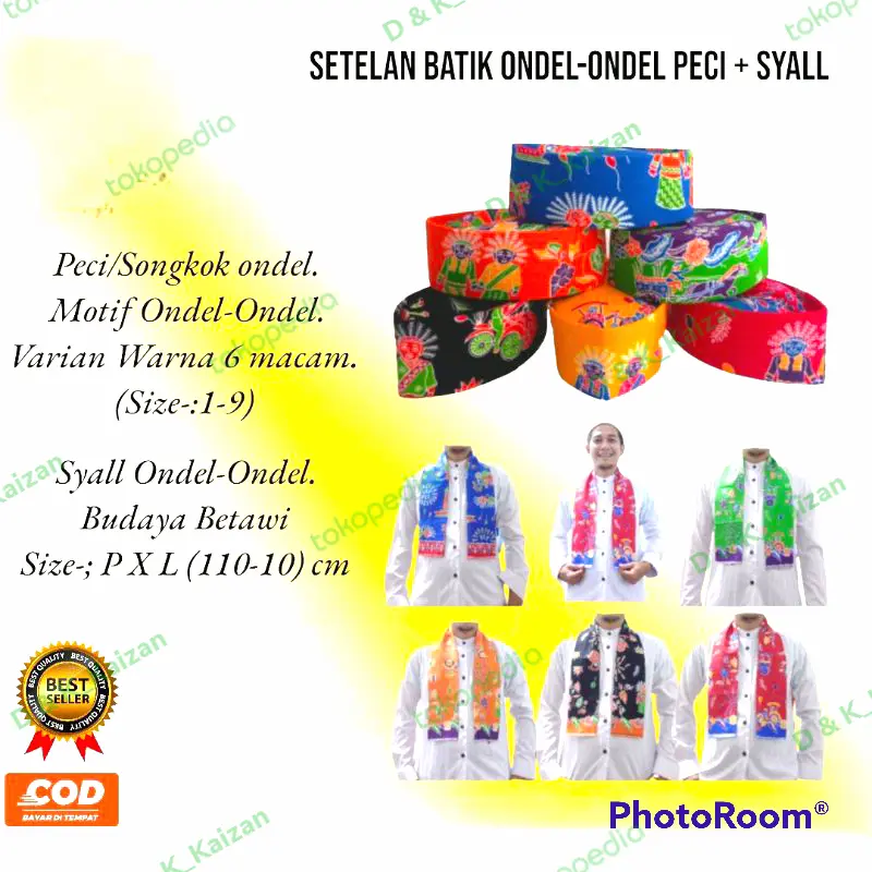 Paket Songkok & Selendang Ondel-Ondel Betawi Anak & Dewasa