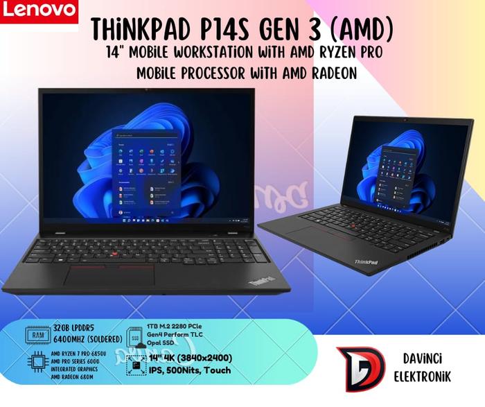 Jual LENOVO THINKPAD P14S GEN 3 RYZEN 7 PRO 6850U 32GB 1TB SSD