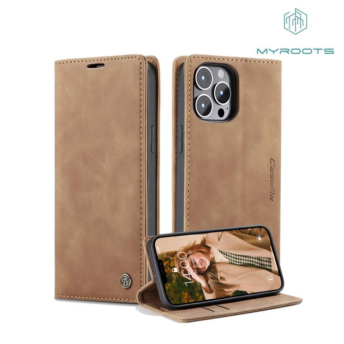Gambar MR - Caseme Untuk Iphone 15 14 Series Leather Flip Wallet - IP 15 PRO MAX, Hitam dari Myroots store Kota Administrasi Jakarta Barat Tokopedia