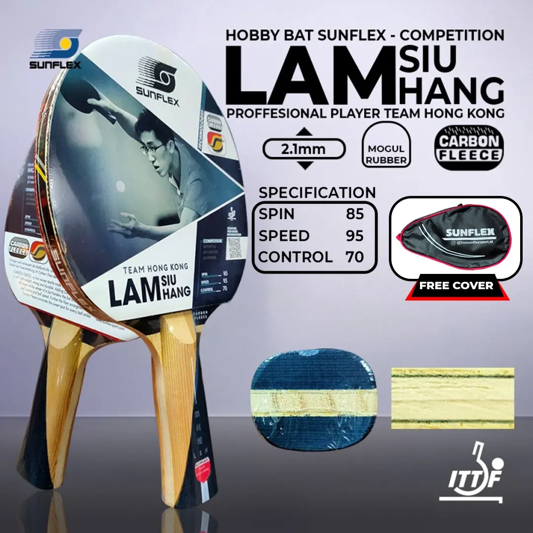 Bet Pingpong Tenis Meja Sunflex Lam Siu Hang Carbon Competition