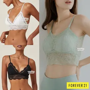 FOREVER 21 Plunge Wirefree Bralette Tumblr Lace Bra Wireless F21 Pads