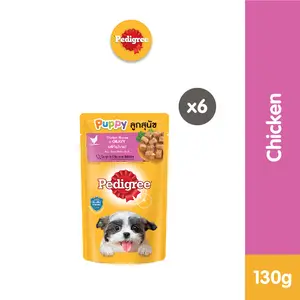 Pedigree Pouch Puppy 130gr Makanan Anjing rasa Chicken - Isi 6