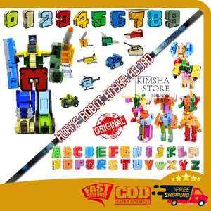 Mainan Huruf Alphabet Robot Dinosaurus Transformer Edukasi Anak