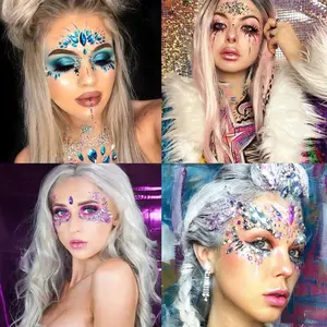 ISI 4pcs KECIL Face Sticker Makeup RANDOM Aksesoris Mata Stiker Wajah Diamond