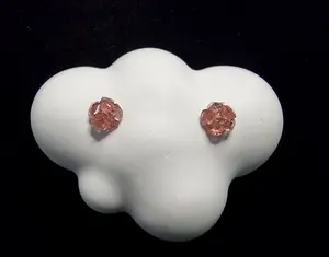 Anting Batu Strawberry Quartz Opal Silver925 Flower Charming 9mm F850