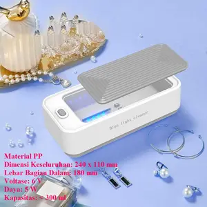 Alat Pembersih Ultrasonic Cahaya Biru Kacamata Perhiasan Praktis Murah