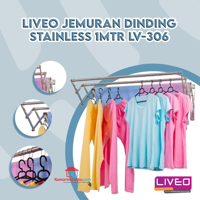 Gambar Liveo Jemuran Baju Dinding LV306 - 1 Meter -Stainless Steel dari kamarmandiku.com Kota Administrasi Jakarta Timur Tokopedia