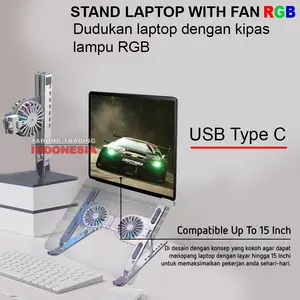 Dudukan Laptop Kipas Stand Alas Laptop Aluminium Cooling Pad With FAN