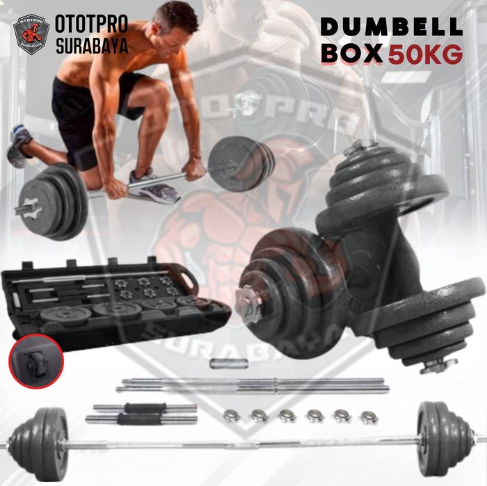 Gambar Dumbell set box 50kg BM-A060/DBBOX/50/BLACK /Panjang/Portable/Koper/Home Gym dari Ototpro Surabaya Kota Surabaya Tokopedia