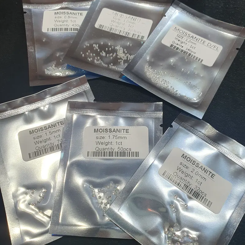 Diamond Moissanite Tabur White Round Cut 1 Pak Ukuran Pilihan 1