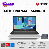 Gambar MSI Modern 14-C5M-006ID Ryzen 5 5825U 16GB SSD512GB W11 dari official laptop Kota Yogyakarta 1 Tokopedia